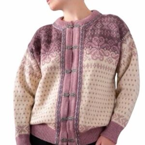Dale of Norway Vintage Dale Classic Mauve, Ivory, Plum Cardigan (1988-1996).
